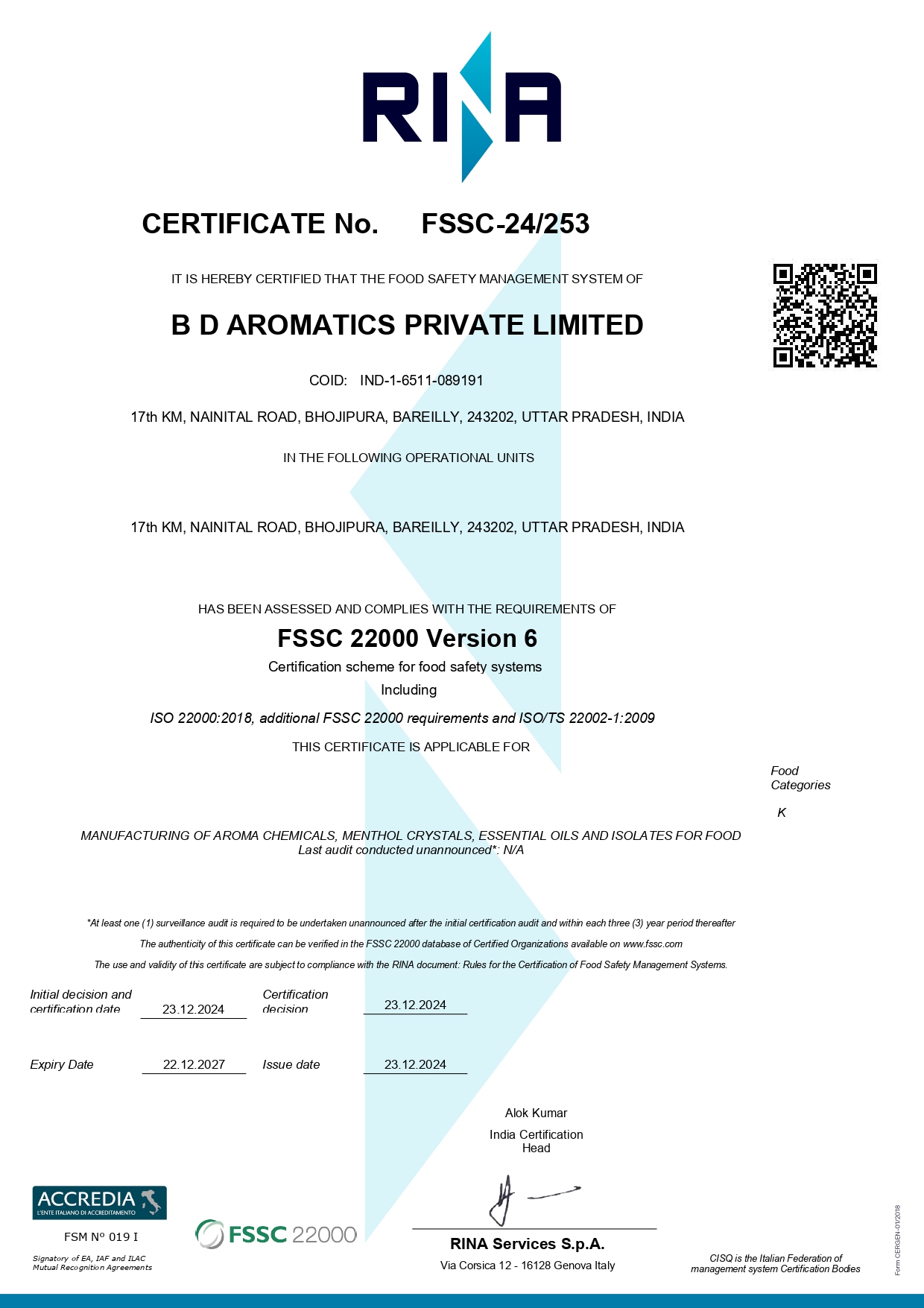 FSSC Certificate